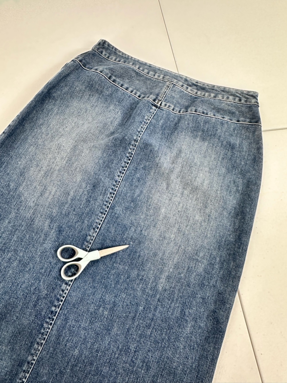 J Jill Denim Midi Skirt Front Slit Stretch Straight Casual Classic Modest 10 - Picture 12 of 14